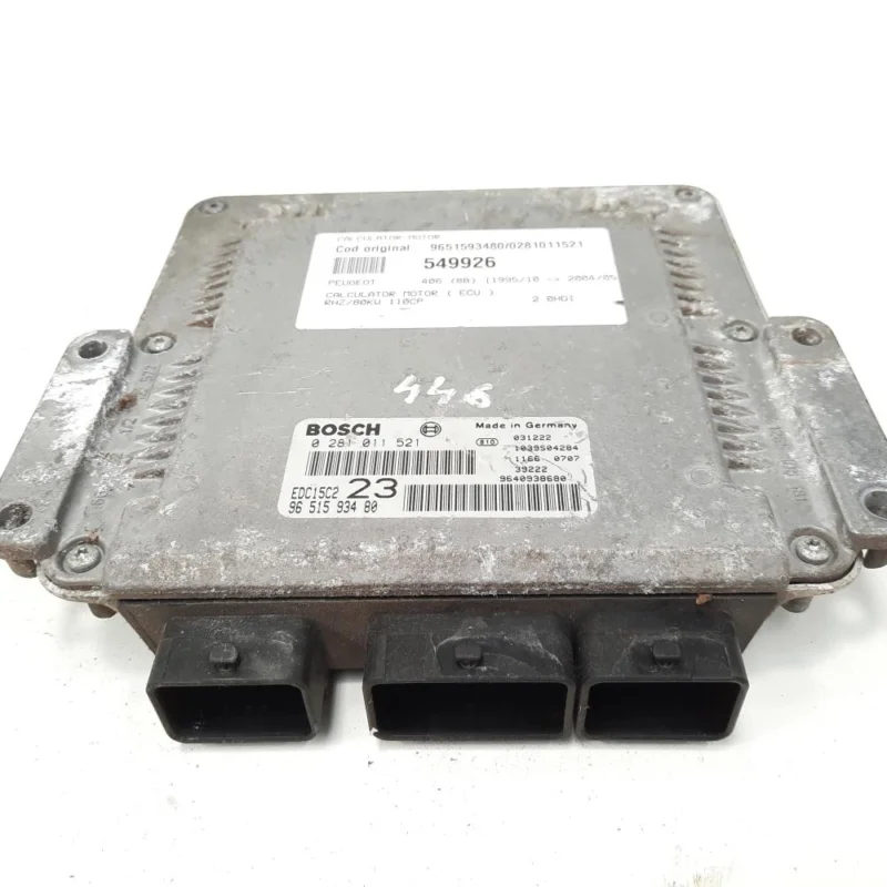Calculator motor, cod 9651593480, 0281011521, Peugeot 607, 2.0 HDI, RHZ (idi:549926) Lichidare de stoc