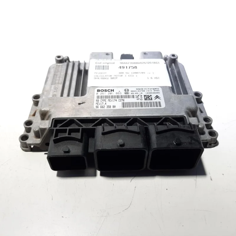 Calculator motor, cod 9666235880, 0261201863, Peugeot 207 SW, 1.6 HDI, 9HX (idi:491758) Retur ușor