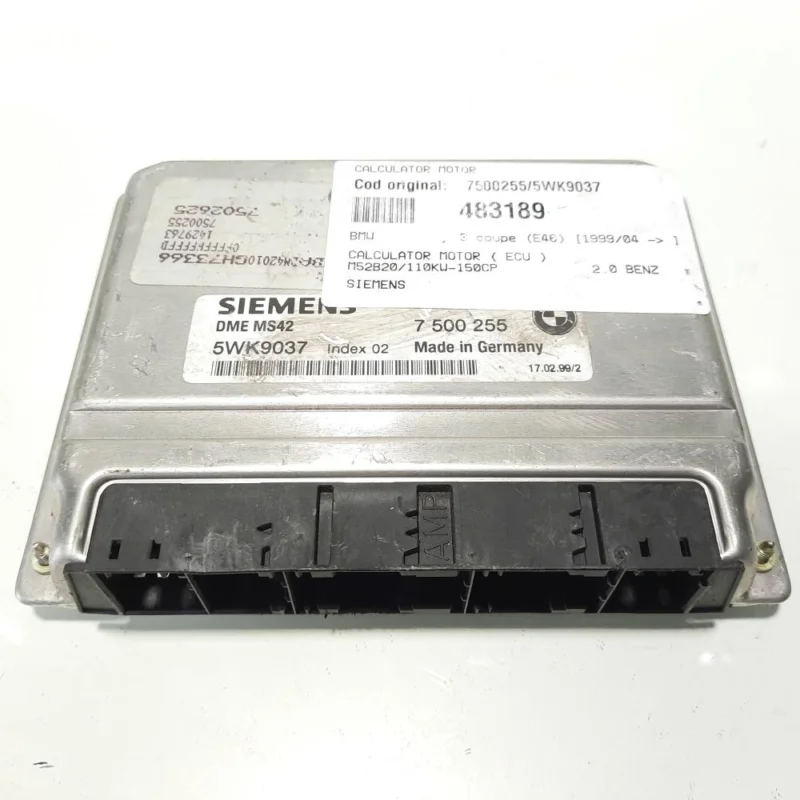 Calculator motor Siemens, cod 7500255, 5WK9037, Bmw 5 (E39), 2.0 benz, M52B20 (idi:483189) Preț promoțional